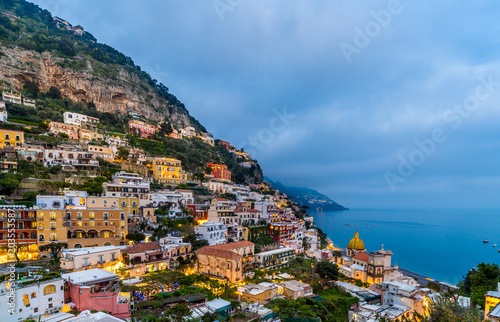 Panoramic view of the town of Positano at Amalfi Coast, Italy.