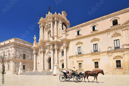 The Cathedral of Syracuse (Duomo di Siracusa). The famous church in Syracuse Sicily Italy.