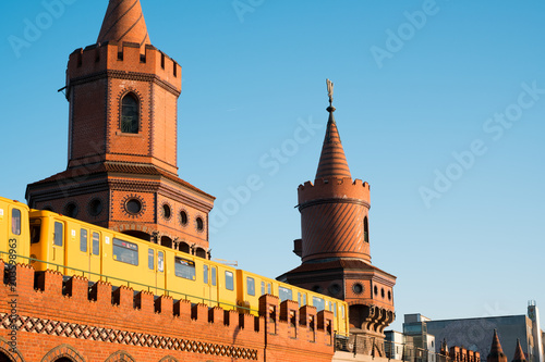 Berlin Oberbaum Bridge and metro train - Oberbaumbruecke, Berlin Kreuzberg -