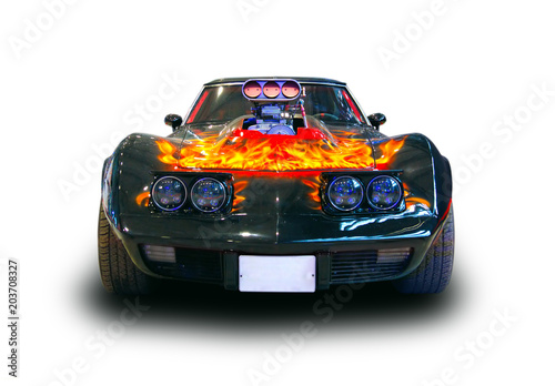 American muscle car. White background