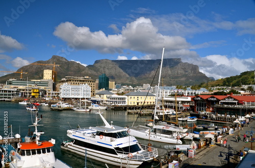 Victoria and Alfred Waterfront scenic view in Cape Town, South Africa 