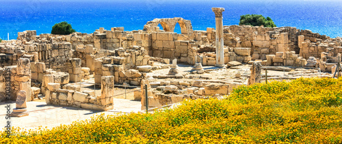 Ancient temples and turquoise sea - touristic attractions of Cyprus island