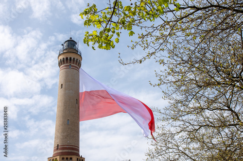 The largest Polish flag at the Swinoujscie lighthouse. independence Day