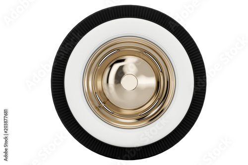 Wheel Nickel plated retro. 3D render