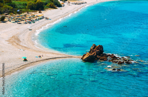Beautiful view of Potami beach on Samos Island in Greece