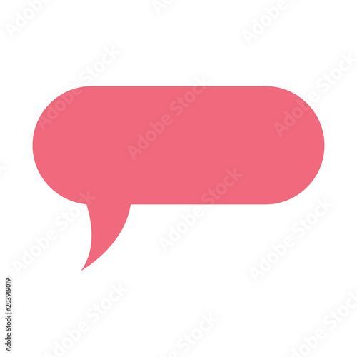 pink speech bubble icon over white background, vector illustration