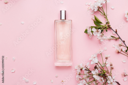Floral perfume bottle with orchid flowers