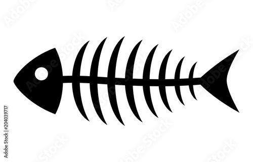 Fish bone or fishbone skeleton flat vector icon for wildlife apps and websites