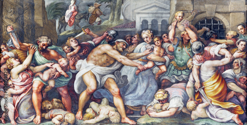PARMA, ITALY - APRIL 16, 2018: The fresco of Macacre of Inocents in Duomo by Lattanzio Gambara (1567 - 1573).