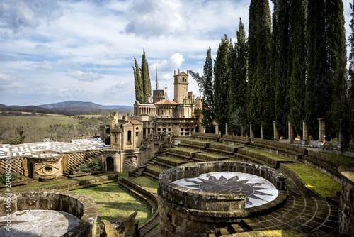 Montegabbione: Scarzuola, the Ideal City, the surreal work of art designed. Inside the park of ancient Catholic sanctuary in the country of Umbria region. Italy