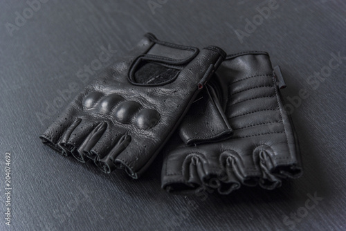  Motorcycle gloves on a gray background