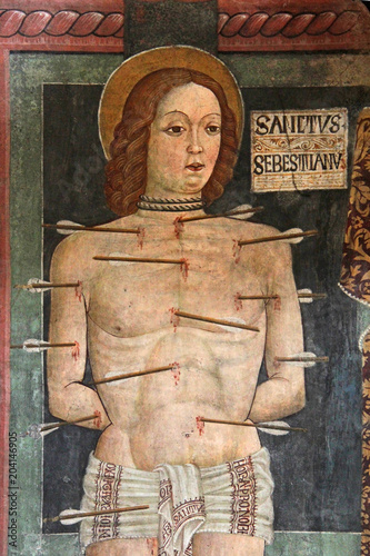 San Sebastiano; affresco nella chiesa di Villa a Castiglione Olona
