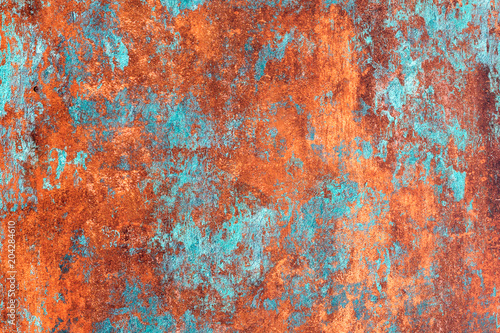 Abstract red blue background, rusty metal