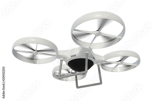 Flying drone isolalated on white background