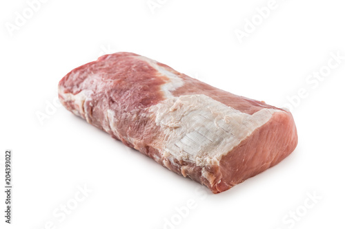 Pork loin fillet isolated on white background