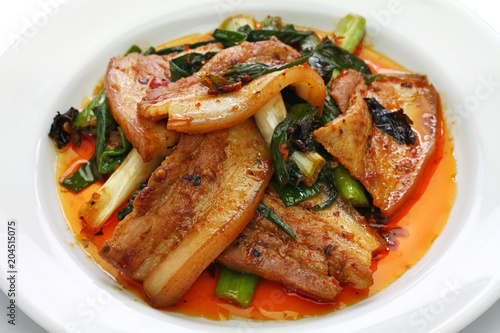 traditional twice cooked pork, Sichuan style chinese dish