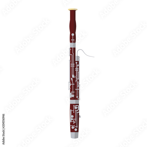Vector illustration of a bassoon in cartoon style isolated on white background