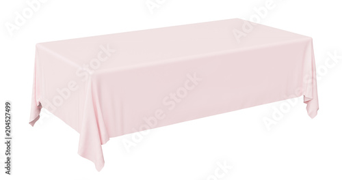 Pink rectangular tablecloth diagonal view