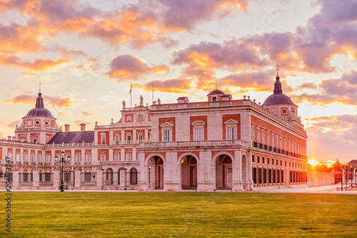 Aranjuez Royal palace a beautiful city in Spain to travel and tourism the residence of the king of Spain in the Madrid region. Open also as museum. 