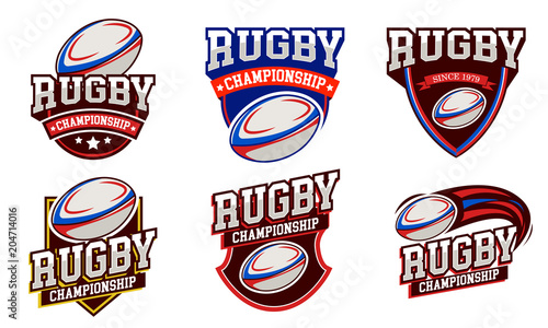 set Rugby logo badge design emblem