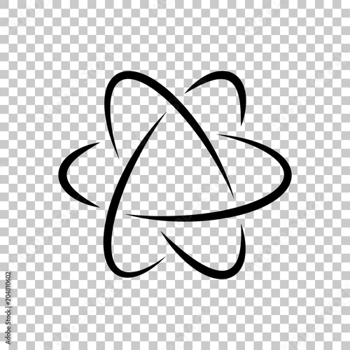 scientific atom symbol, logo, simple icon. On transparent background.