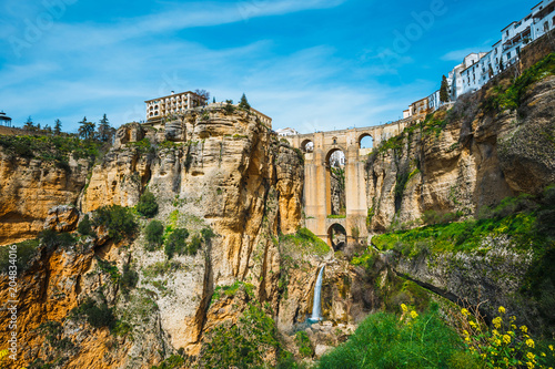 the famous stone bridge over the gorge of tajo in Ronda, Andalusia, Spain