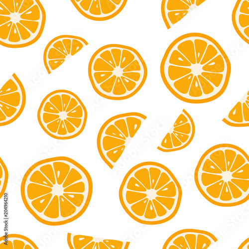 Oranges seamless pattern with. Citrus background. Vector illustration