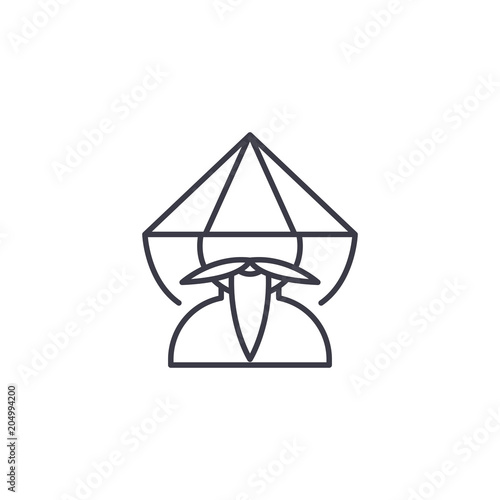 Chinese monk linear icon concept. Chinese monk line vector sign, symbol, illustration.