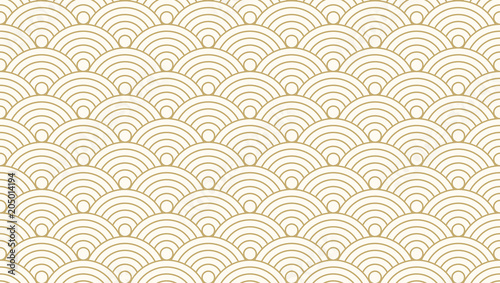 Pattern seamless circle abstract wave background gold luxury color and line. Japanese circle pattern vector.