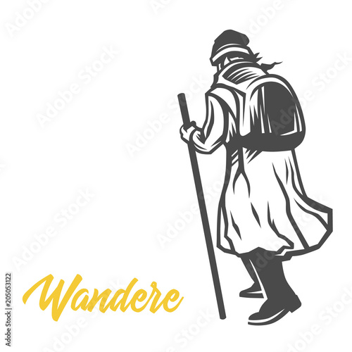 Wandere, Wanderer, vector illustration.