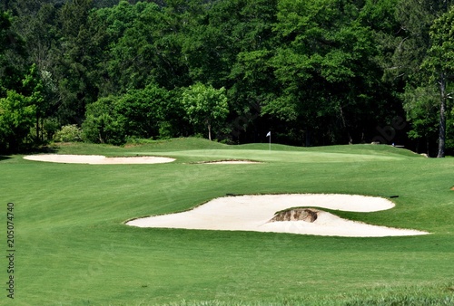 Golf course sand traps landscape background