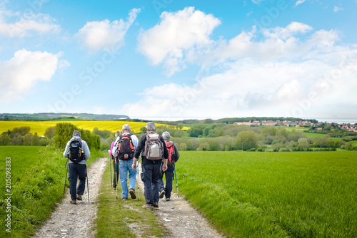 groupe de séniors en marche nordique