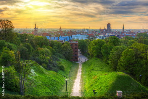 Idyllic scenery in Gdansk at sunrise, Poland