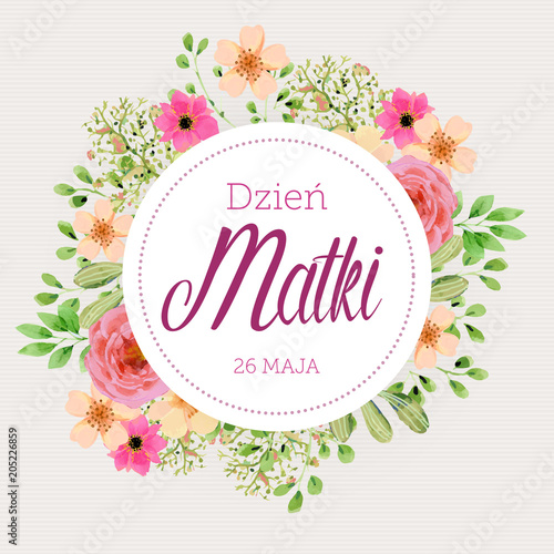 Dzień Matki 26 Maja - kartka z motywem kwiatowym