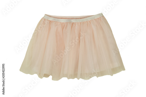 Pink summer skirt isolated on white background.