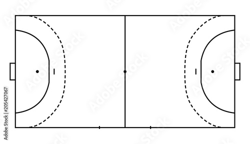 handball field, cort eps10 field top view vector illustration, Line art style