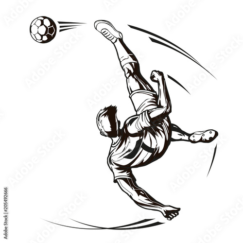 Soccer player overhead kick.