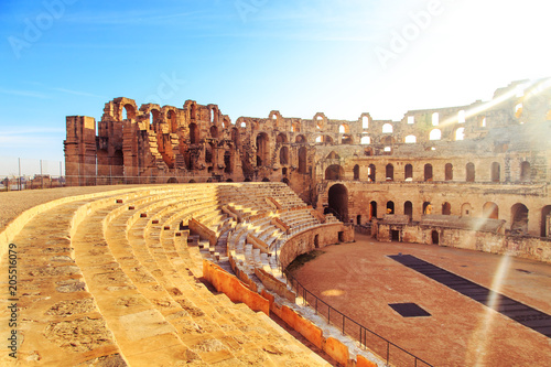 The ruins of the amphitheater in El Jeme, Tunisia.