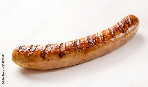 Spicy cooked German bratwurst sausage