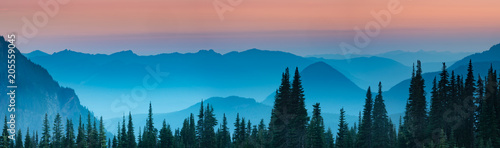 Blue hour after sunset over the Cascade mountains