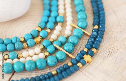 natural gemstone jewelry - turquoise and agate bead bracelets - greek jewelry