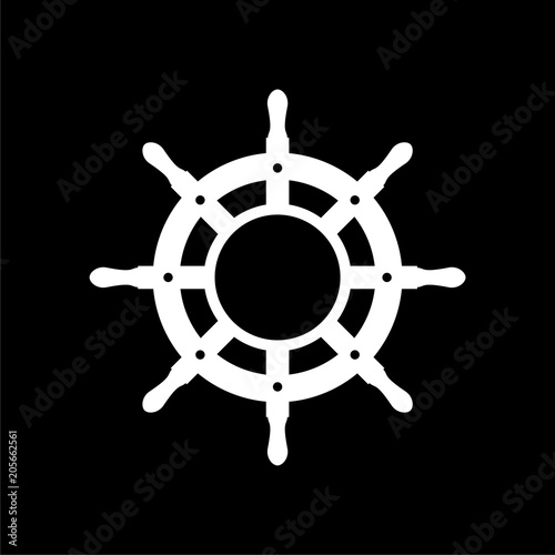 Steering wheel of the ship, Ship wheel line icon on dark background