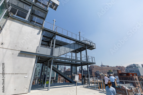 The rooftop view of the Whitney Museum of Art in New York City