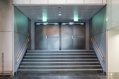 Fire exit metallic doors with staircase