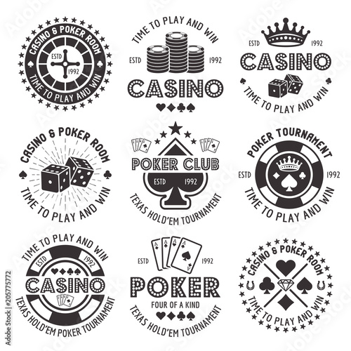 Poker and casino vector black gambling emblems