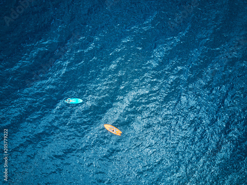 Two kayak in blue lagoon water
