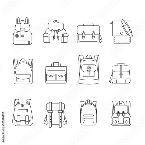 School bag,Backpack icon set,bag symbol