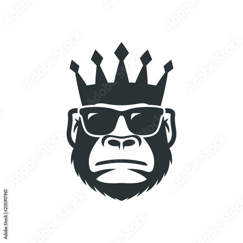 Cool monkey in sunglasses and crown.