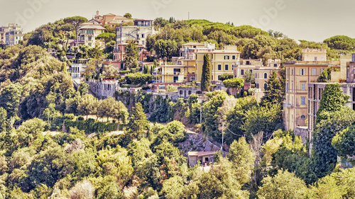 Glimpse of the hilly landscape of Italy village of Castel Gandolfo - Rome