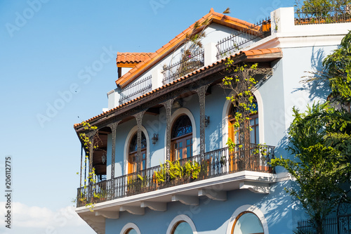beautiful house facade, historic building exterior - Casco Viejo, Panama City,